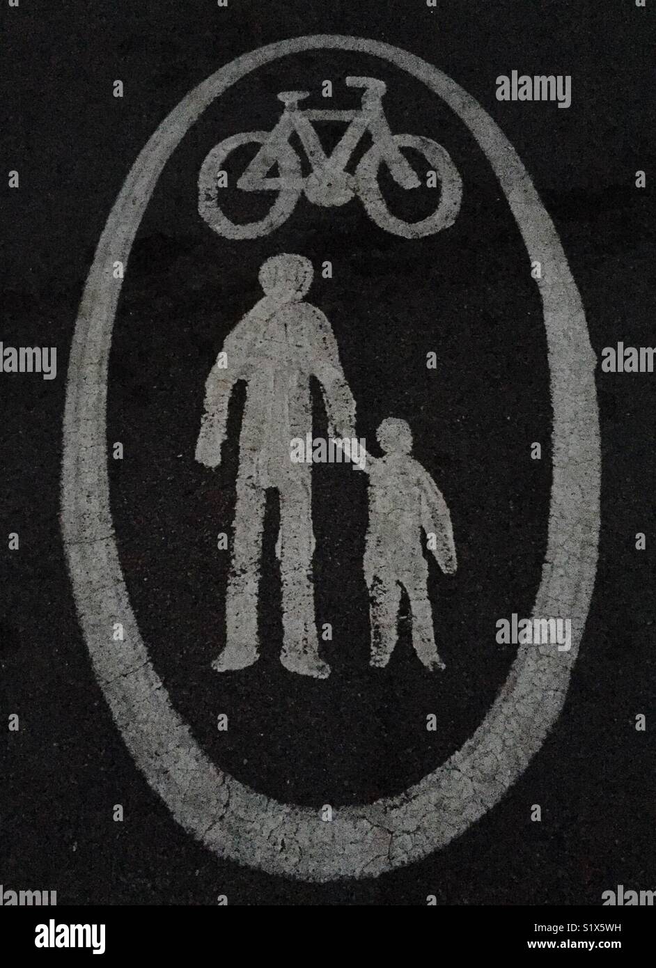 Road Sign Pedestrians And Cycles - Smartphone Captured Stock Image