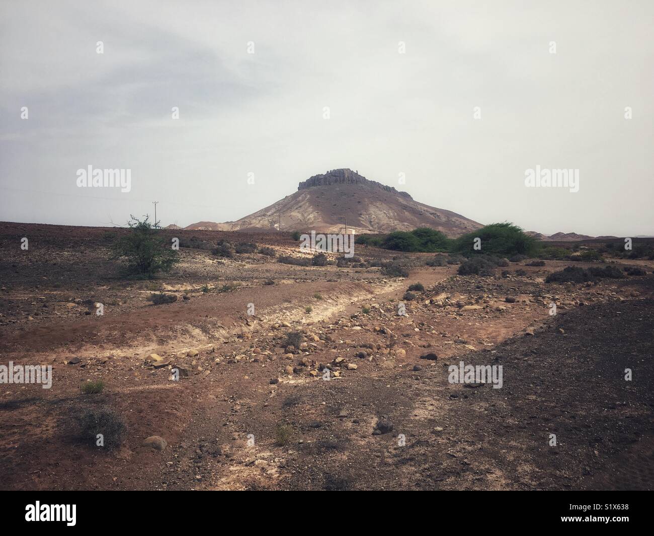 Arid landscape of Boa Vista, Cape Verde - Smartphone Captured Stock Image