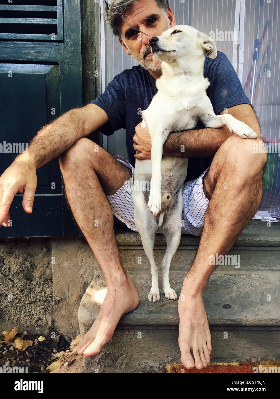 Man and his dog Stock Photo