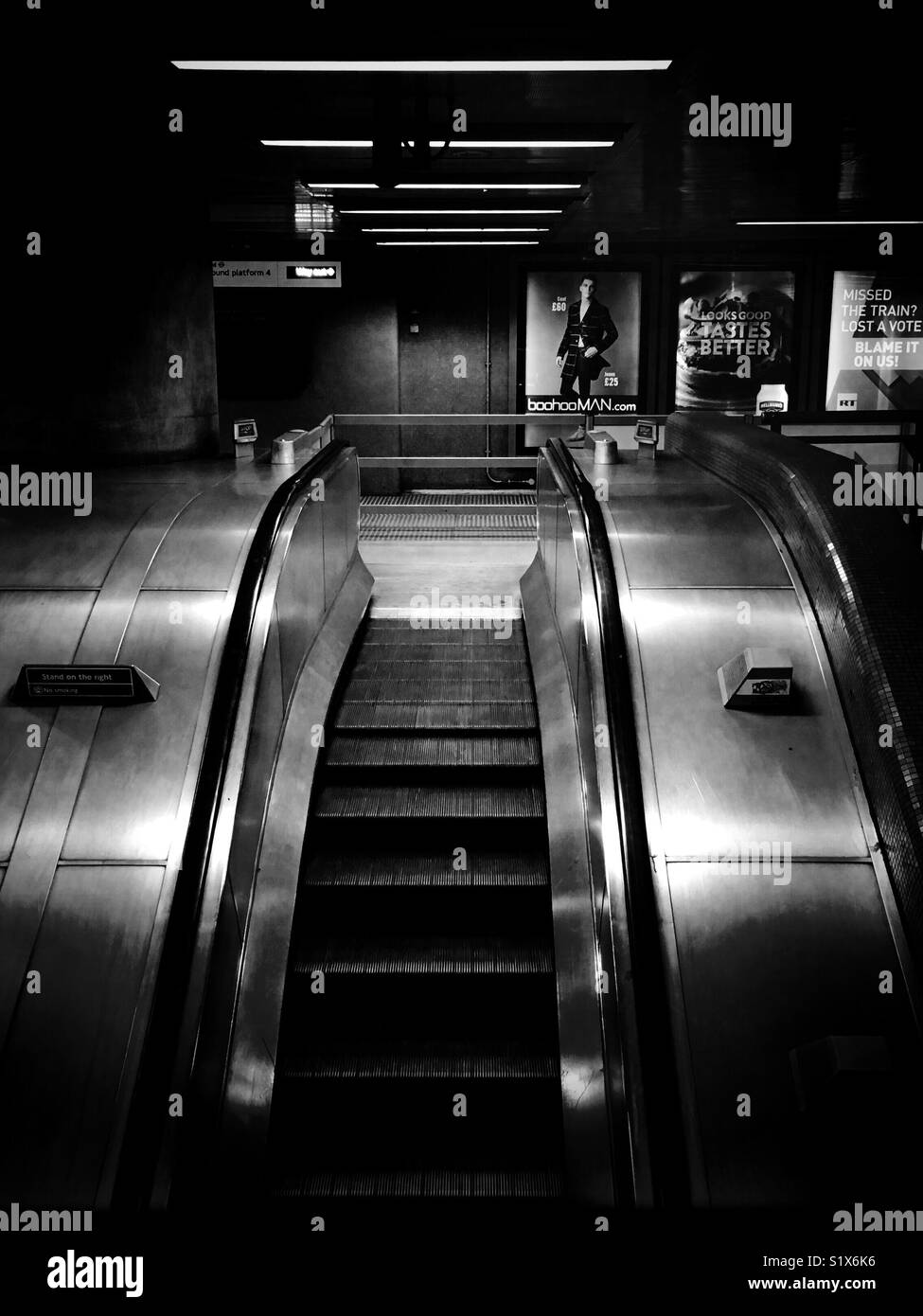 Jubilee Line escalator at Canada Water underground station - Smartphone Captured Stock Image