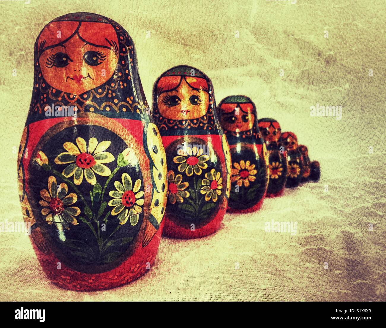 Russian nesting Matryoshka dolls - Smartphone Captured Stock Image
