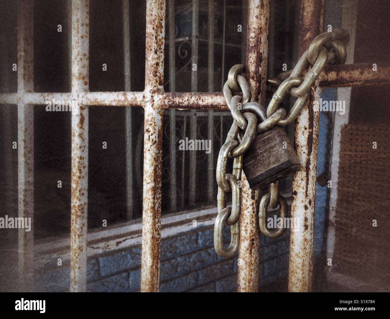 Lock, chains and bars Stock Photo