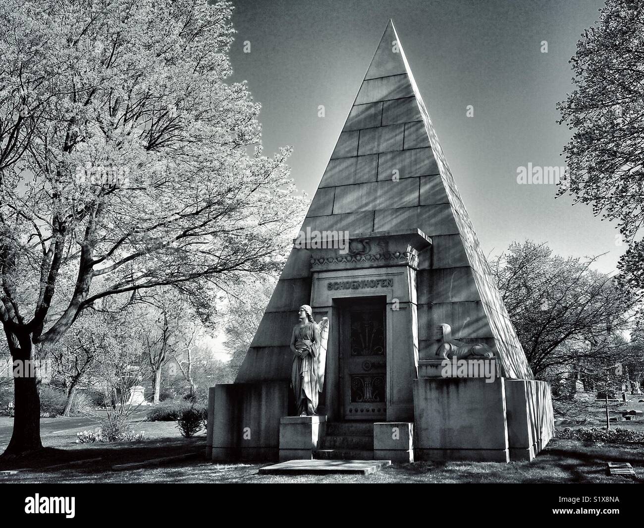 Pyramid mausoleum, Graceland Cemetery, Chicago, Ill - Smartphone Captured Stock Image