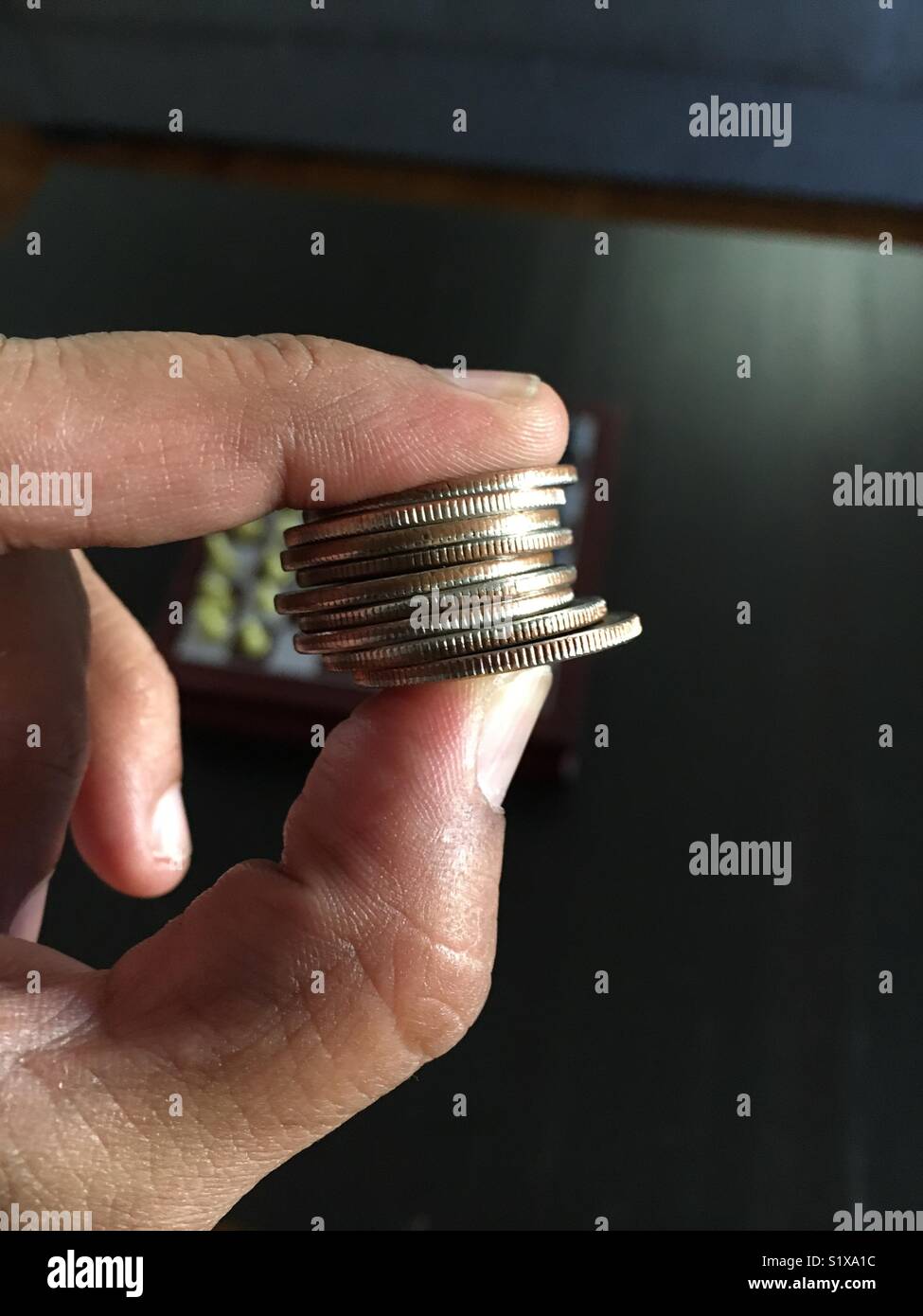 Quarters in Coin Change Stock Photo Alamy