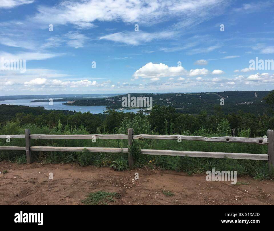 Top of hill overlooking Table Rock Lake near Branson, Missouri Stock