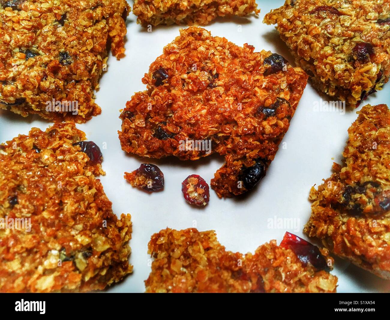 Homemade oat, honey and raisin flapjack - Smartphone Captured Stock Image