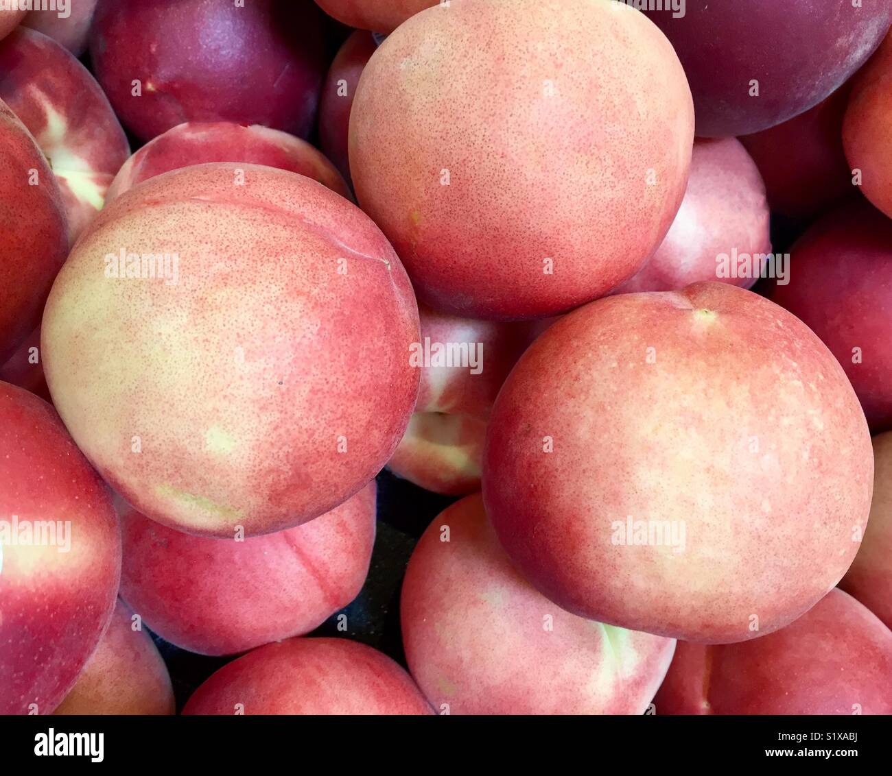 Fresh peaches on display Stock Photo Alamy