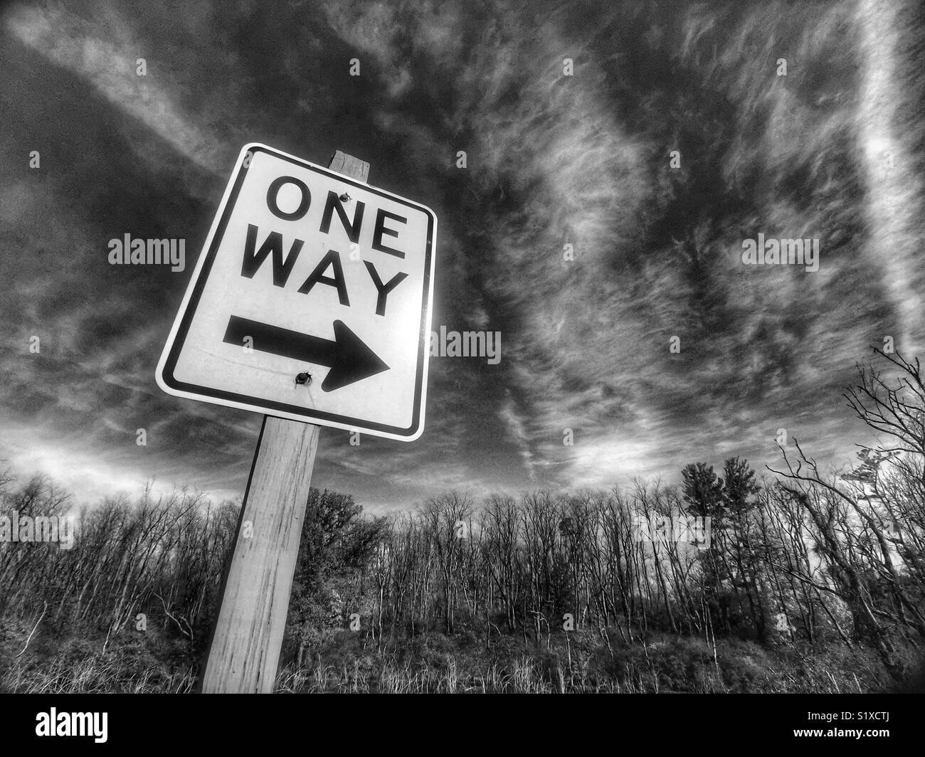 One way sign - Smartphone Captured Stock Image