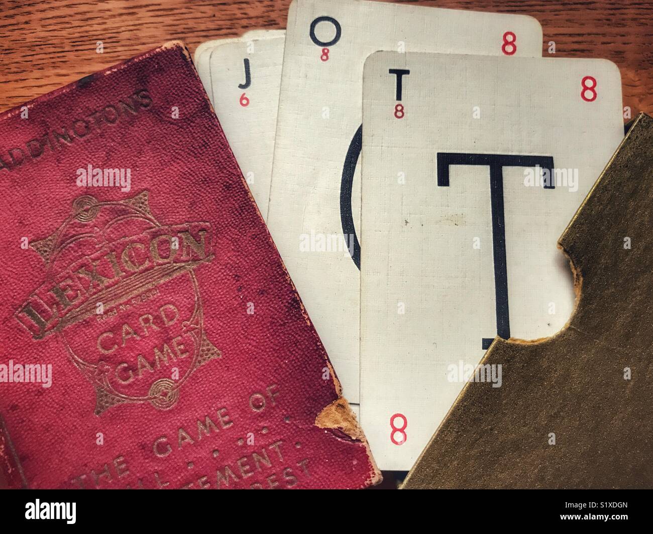 Vintage boxed set of Lexicon cards, by Waddingtons - Smartphone Captured Stock Image