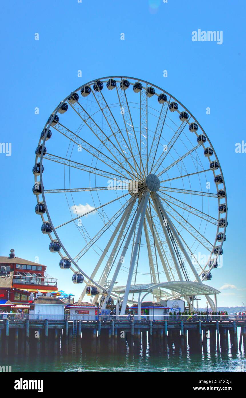 The great wheel on the pier in Seattle Washington - Smartphone Captured Stock Image