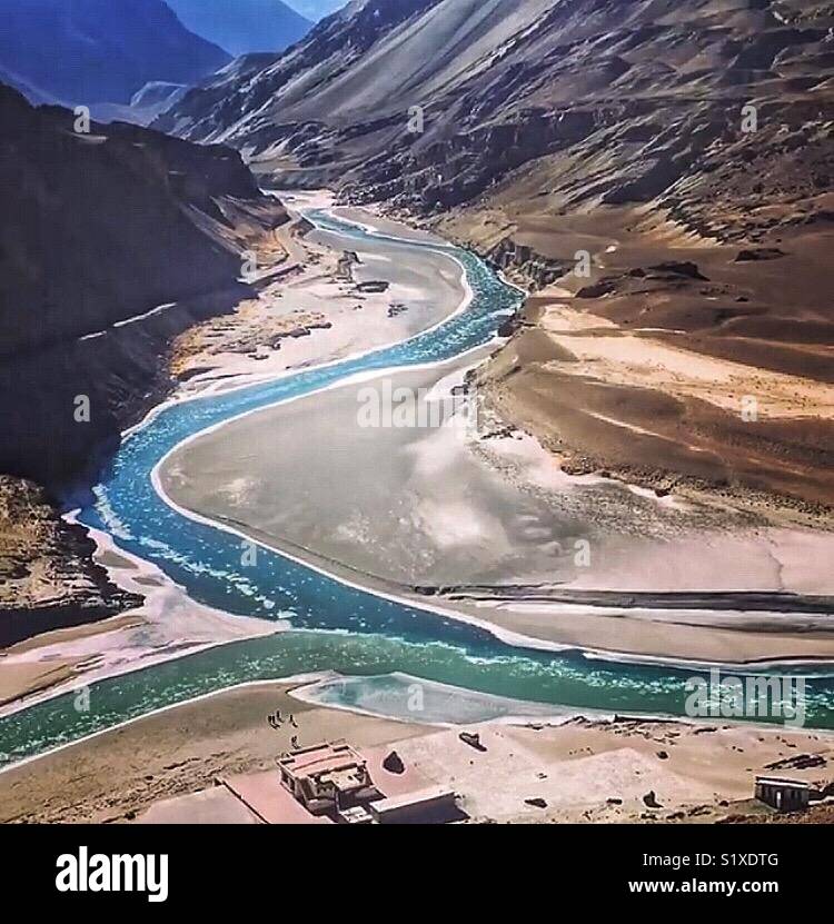 Sangam river where two rivers meet Stock Photo Alamy