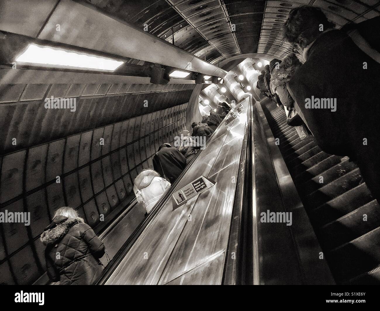 Waterloo Underground escalators. - Smartphone Captured Stock Image