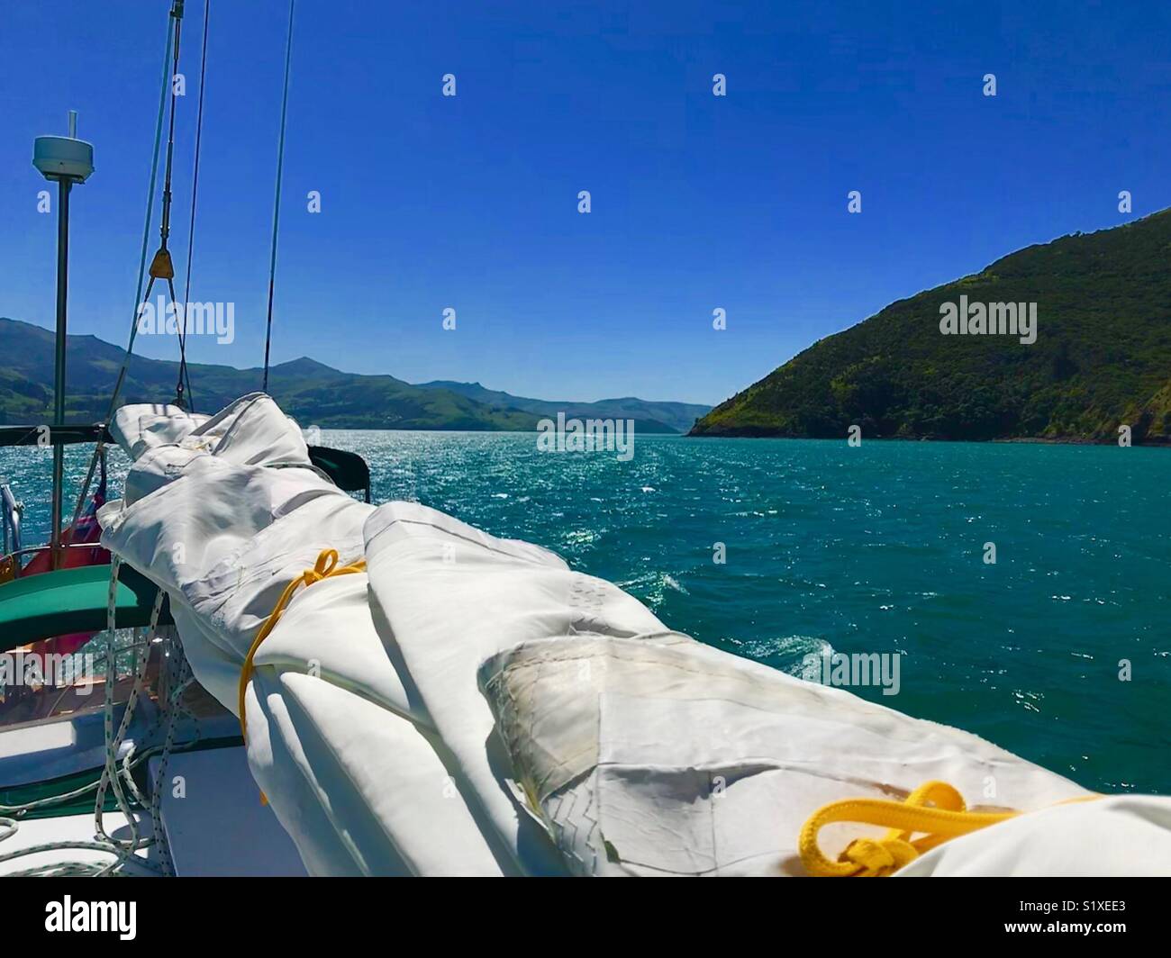 Sailing in Akaroa Stock Photo Alamy