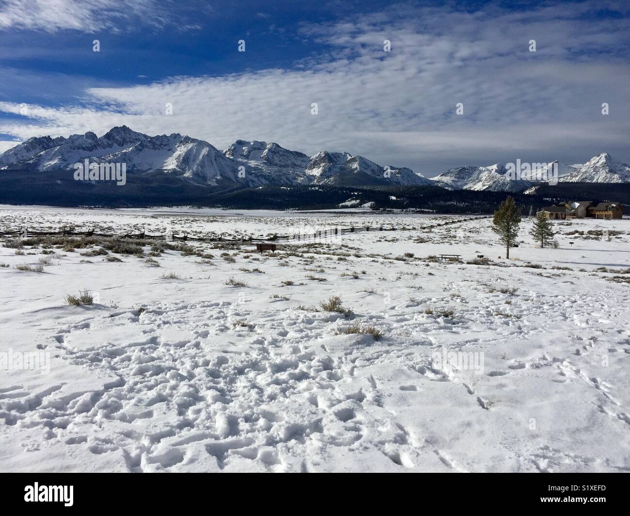 Sawtooth Mountains this winter Stock Photo