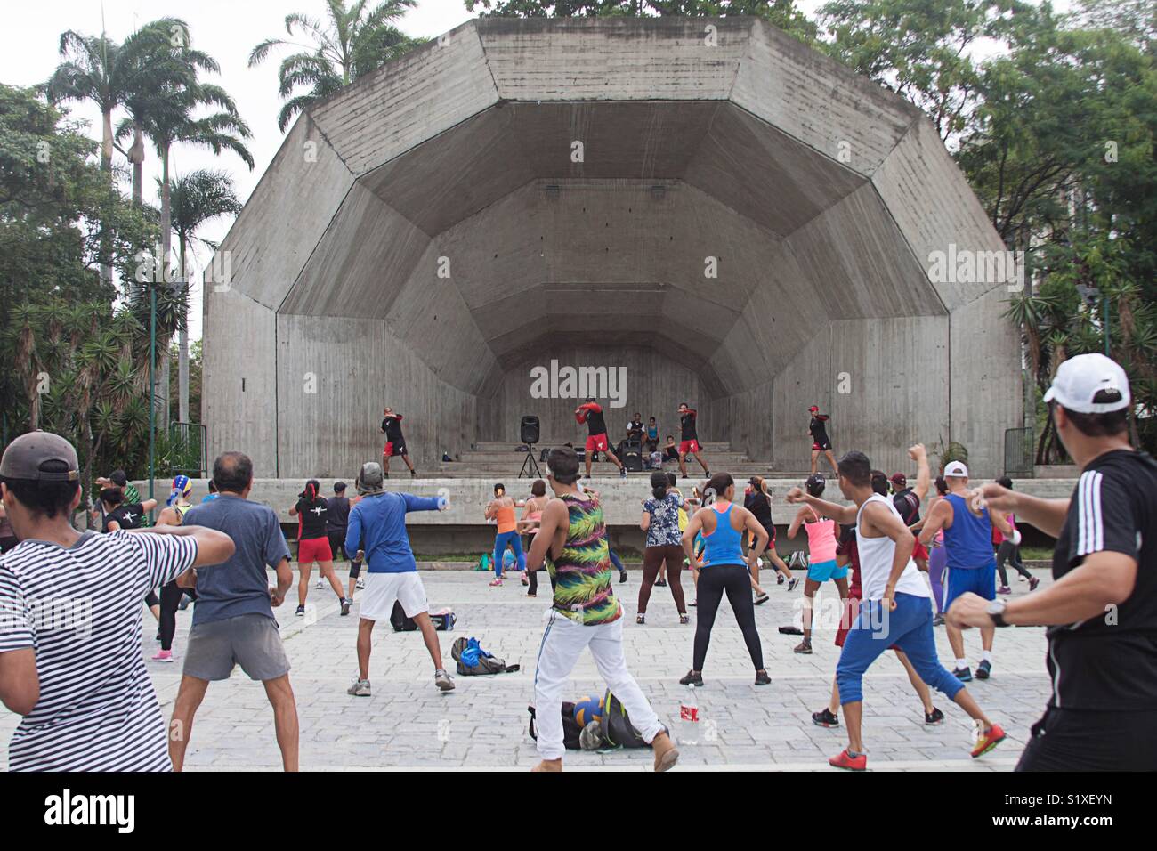 People exercising outdoors - Smartphone Captured Stock Image