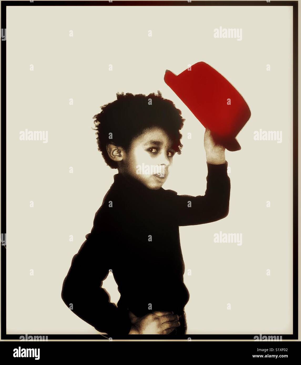 The boy with the red hat - Smartphone Captured Stock Image