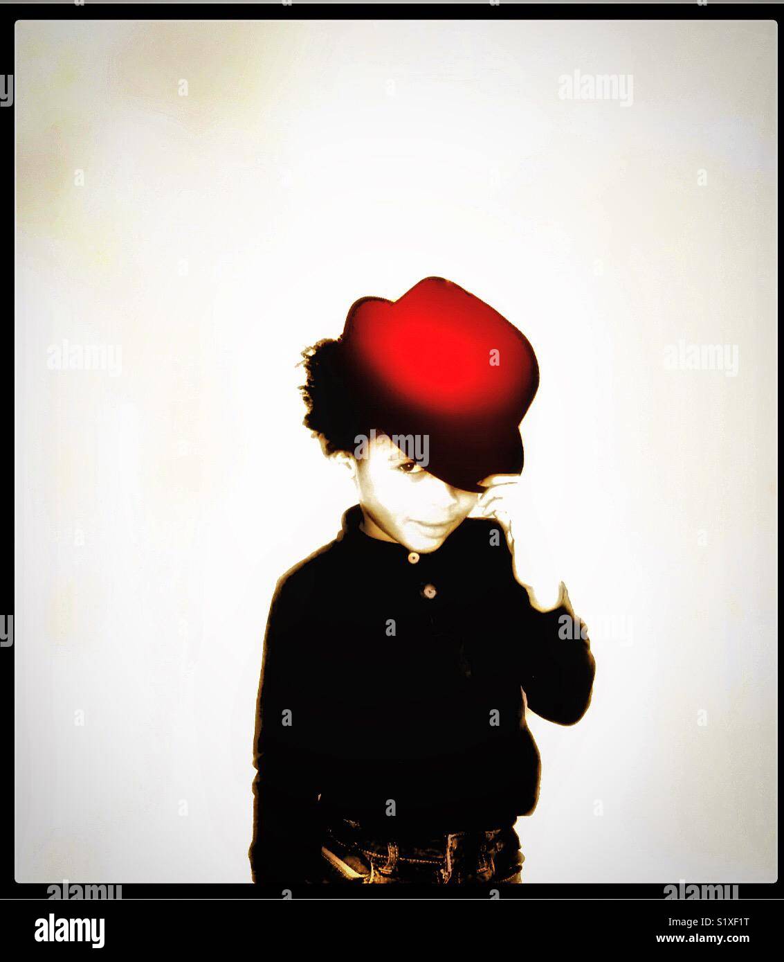 A boy with a Red hat. Stock Photo