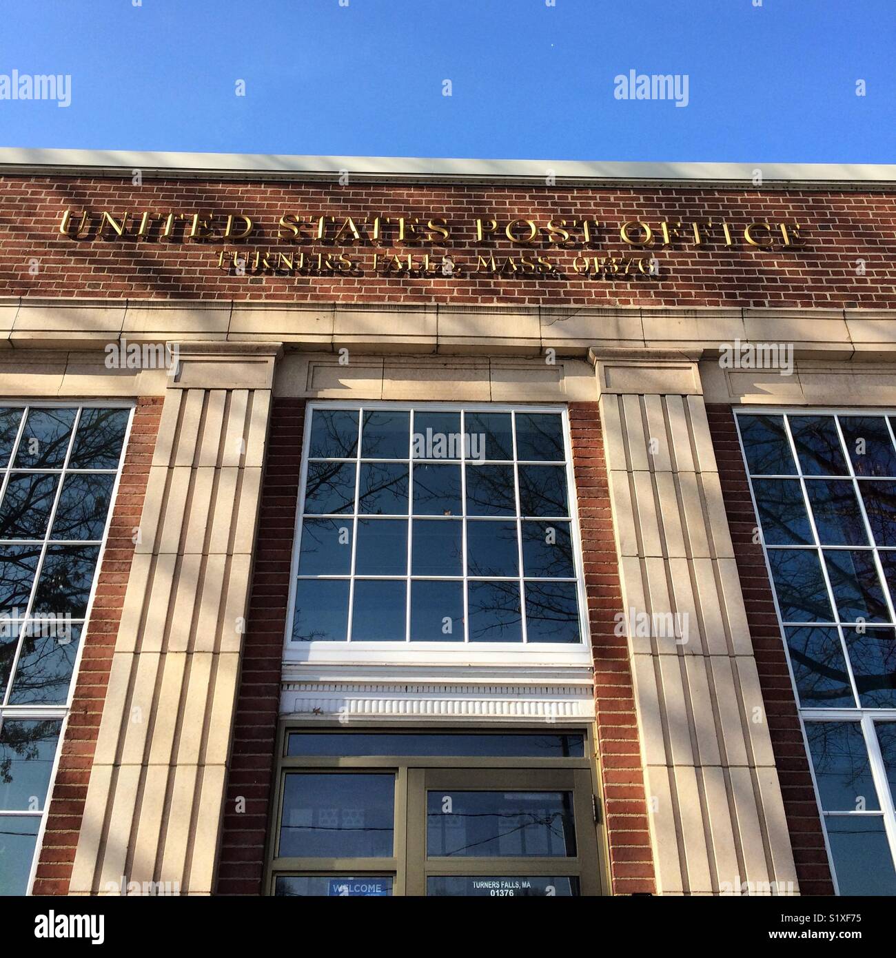 United States Post Office, Turners Falls, Massachusetts - Smartphone Captured Stock Image