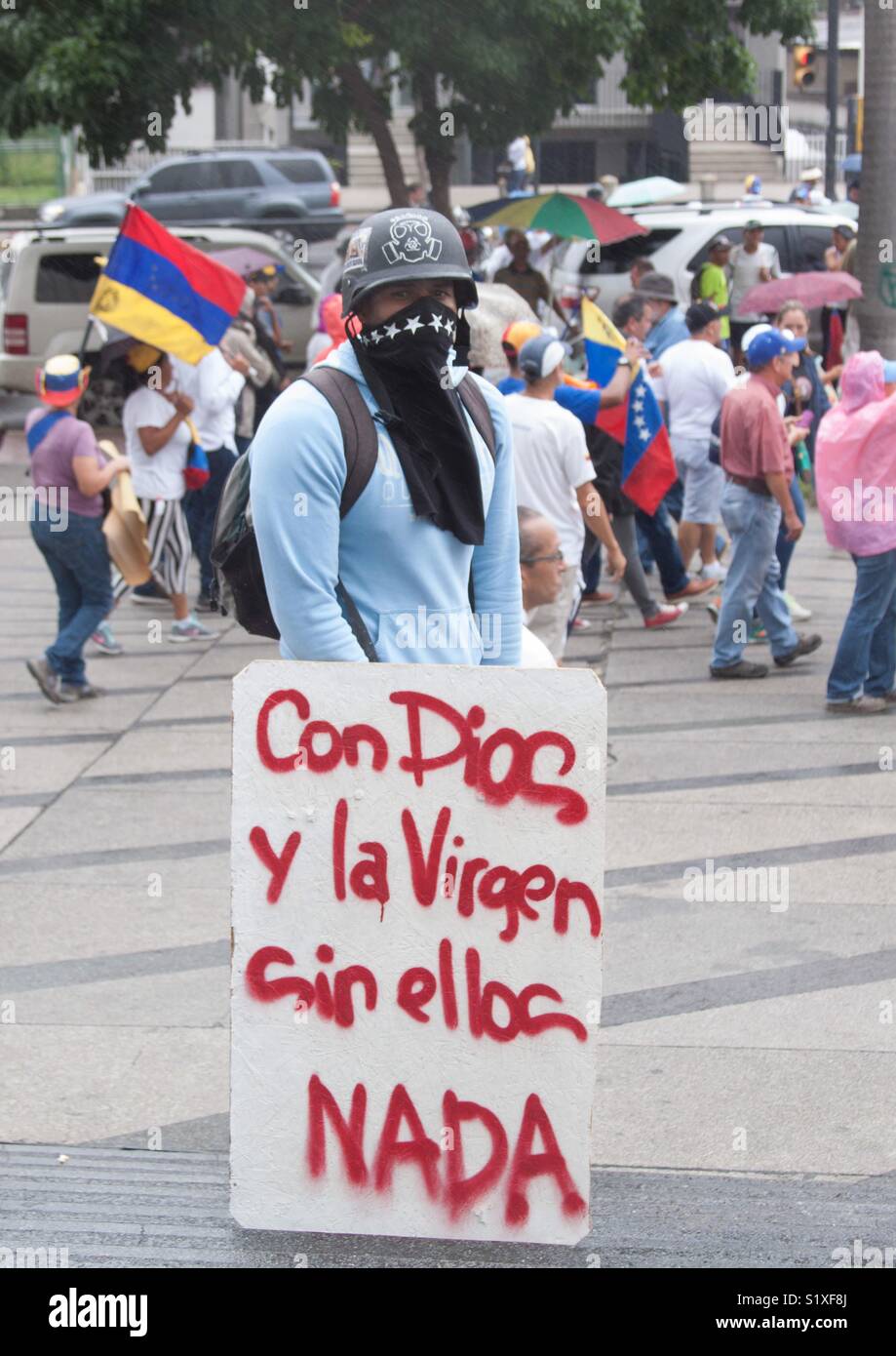 Protests in Caracas against Venezuelan government - Smartphone Captured Stock Image