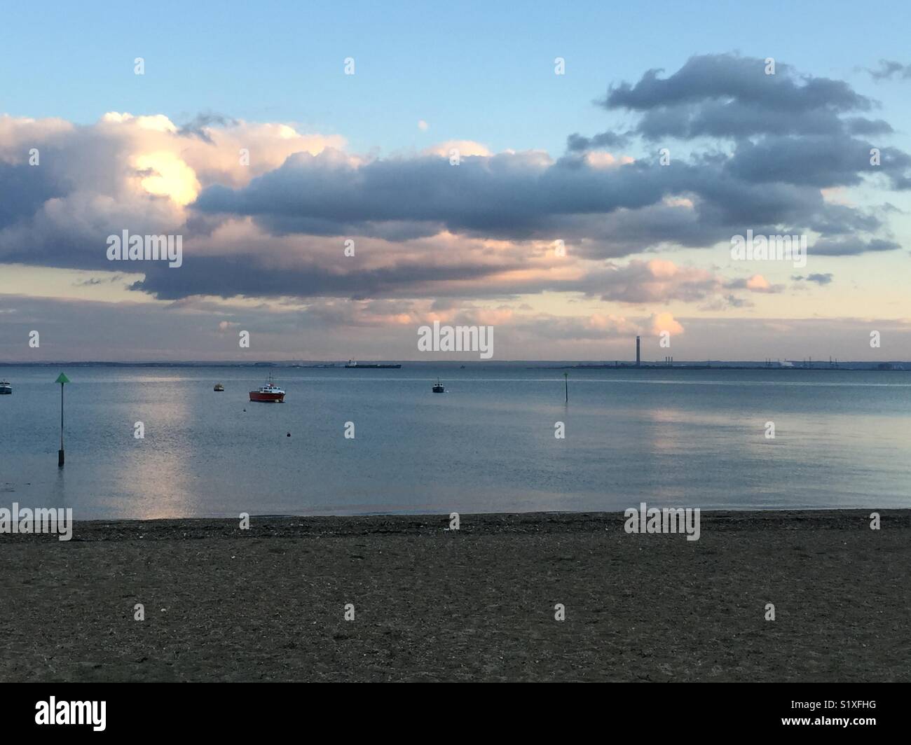 Thames Estuary from Thorpe Bay Essex Stock Photo