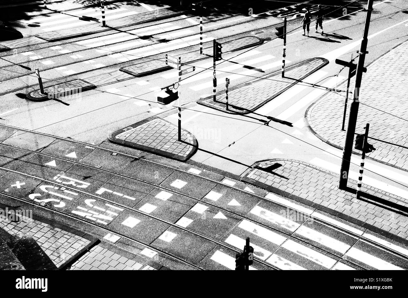 Aerial view of a junction in Amsterdam, the Netherlands - Smartphone Captured Stock Image