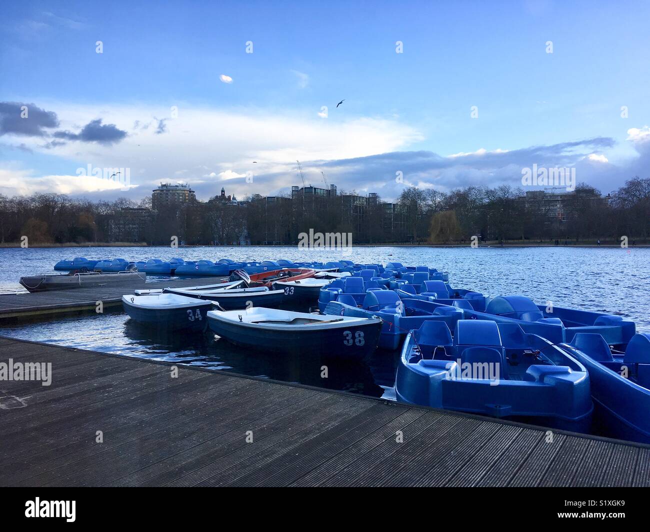 Boats in Hyde Park, London Stock Photo