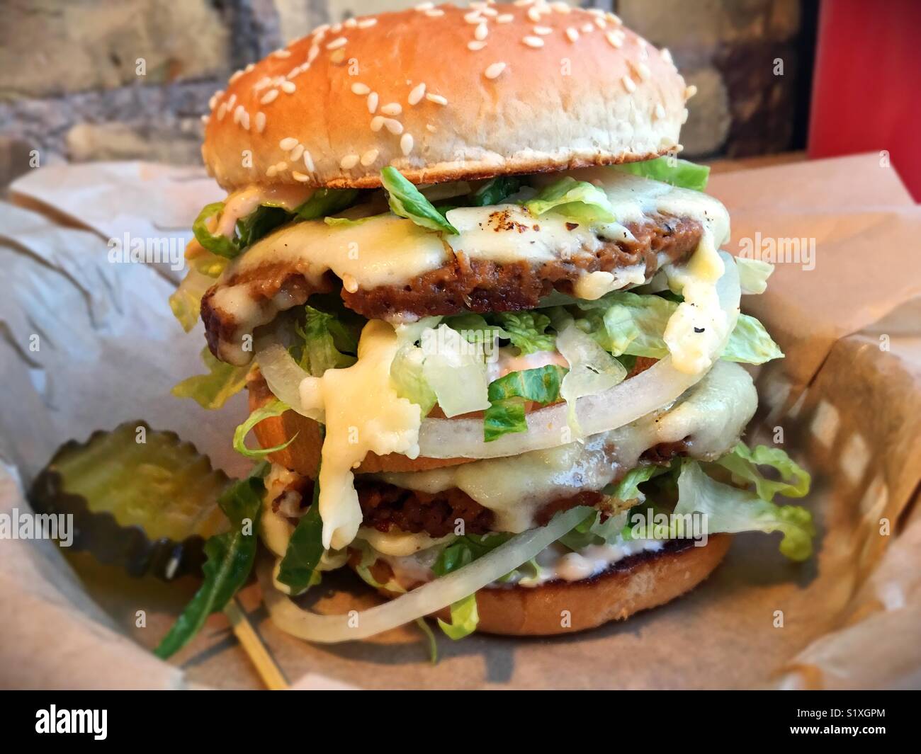 The vegan “Dirty Secret” burger from J Selby’s restaurant in St. Paul