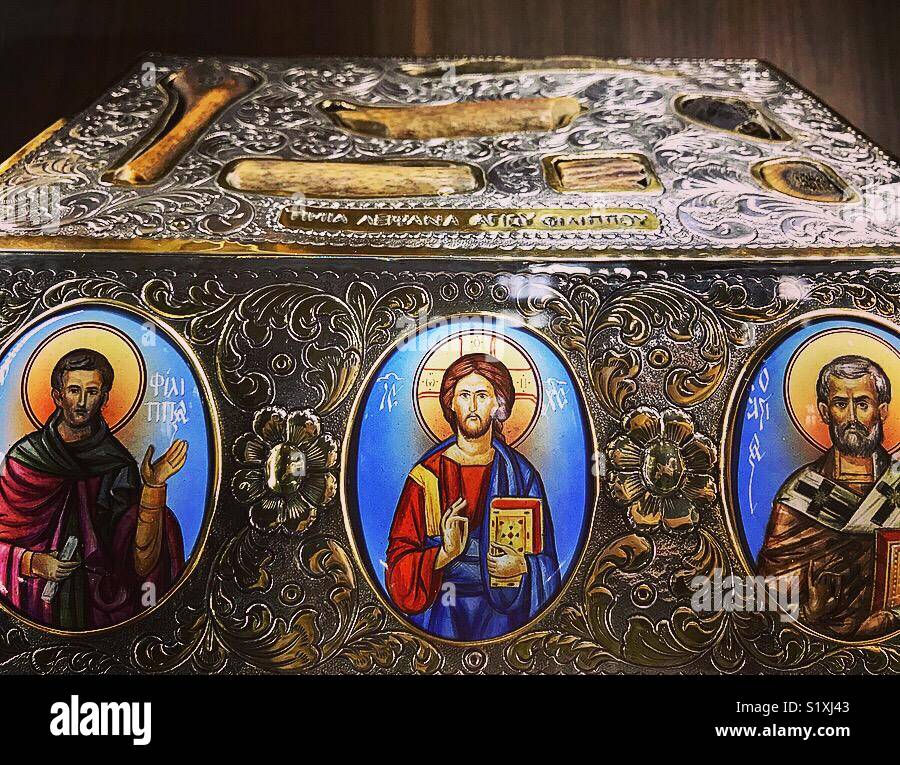 Relics of St. Barnabas, Timios Stavros Monastery, Omodos, Cyprus Stock Photo