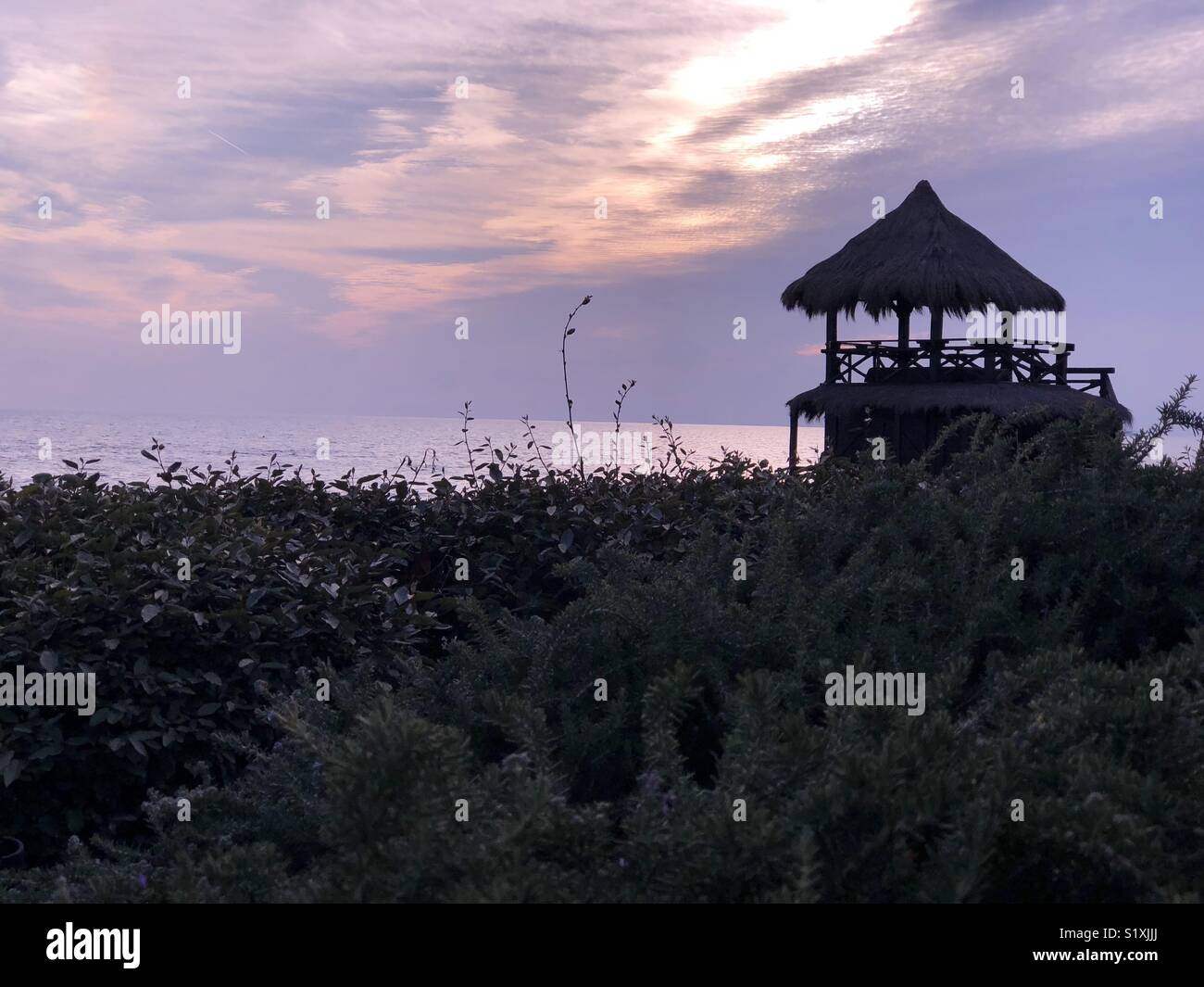 Sunset in Rome, the sky turned purple in a wonderful scene Stock Photo