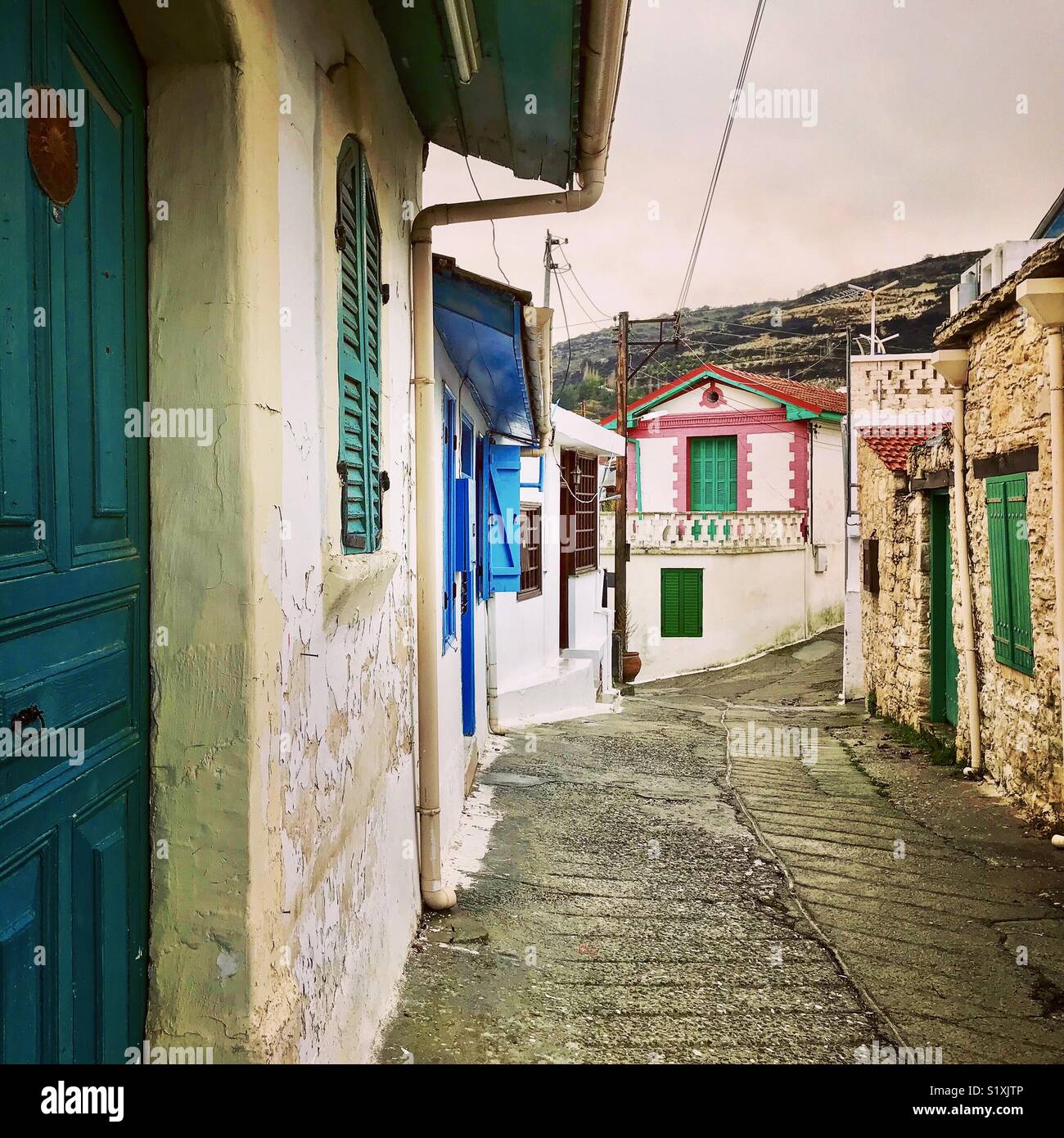 Street in Omodos, Cyprus Stock Photo Alamy
