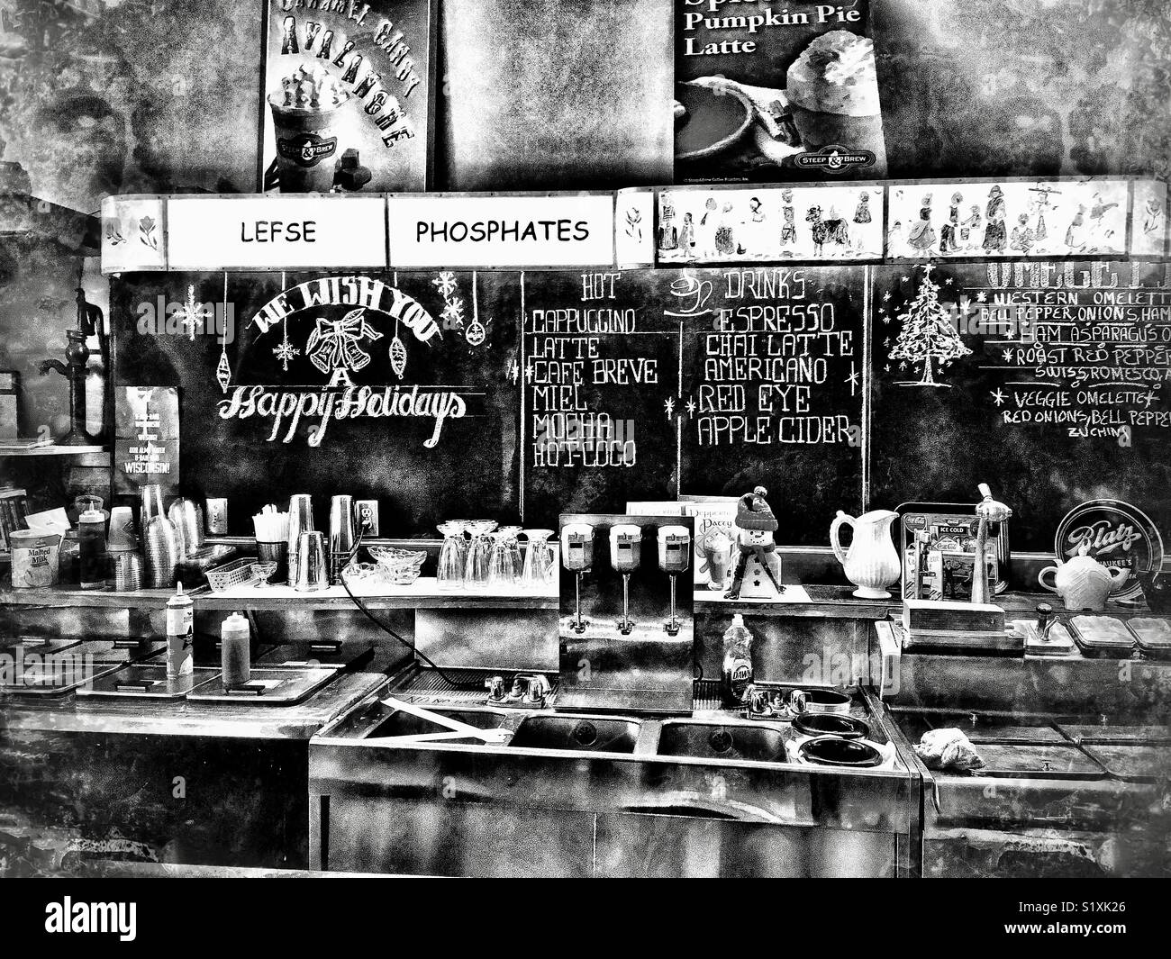 Behind the counter of Schubert’s Downtown Restaurant, Mount Horeb, WI - Smartphone Captured Stock Image