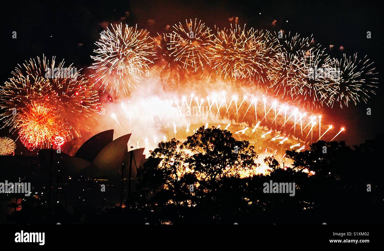New Year’s fireworks in Sydney, Australia Stock Photo