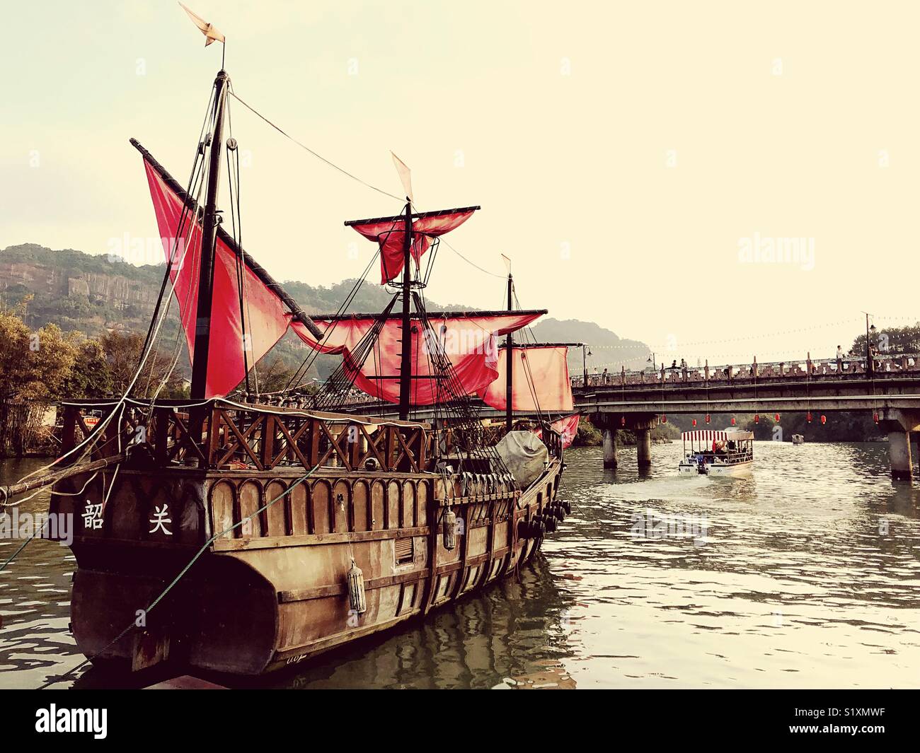 Wooden schooner of the past. - Smartphone Captured Stock Image