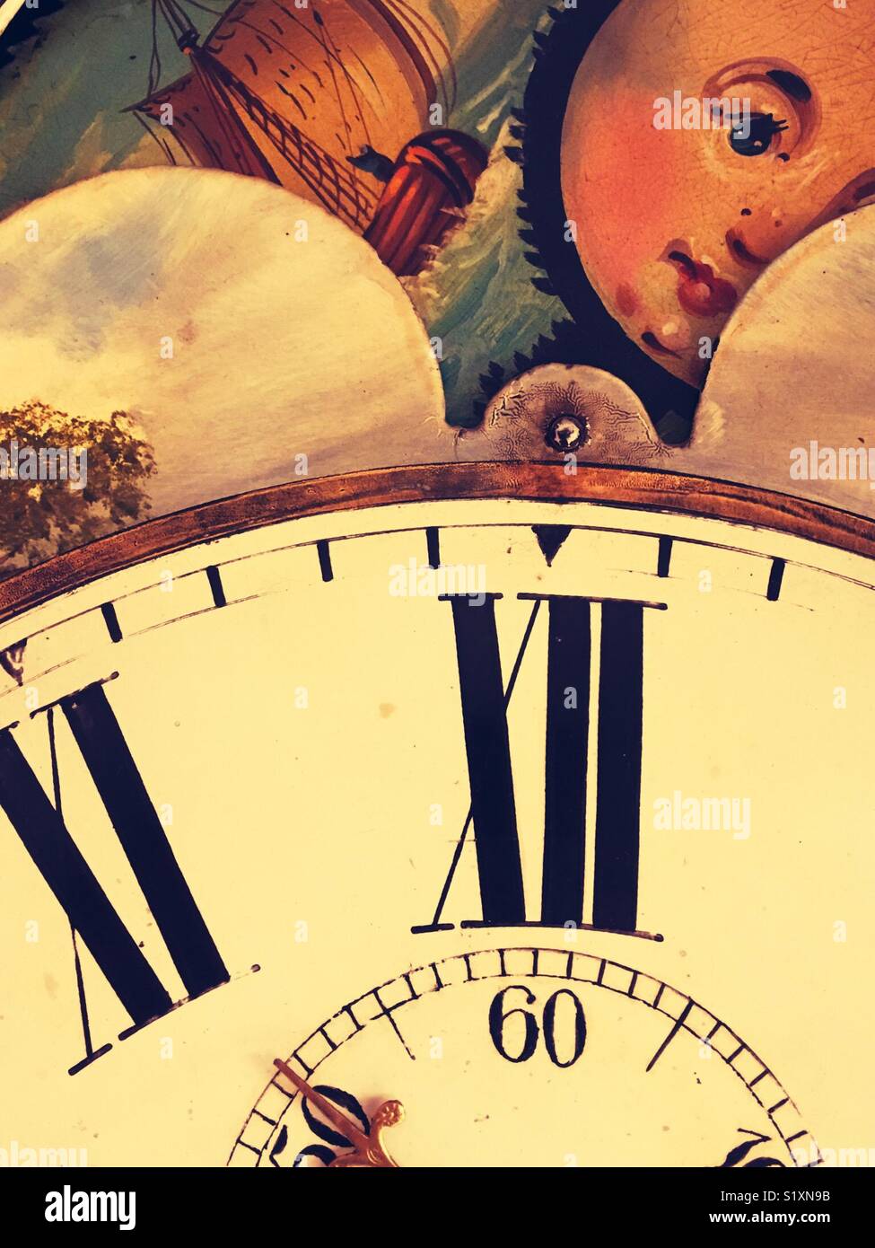 Grandfather clock face Stock Photo Alamy