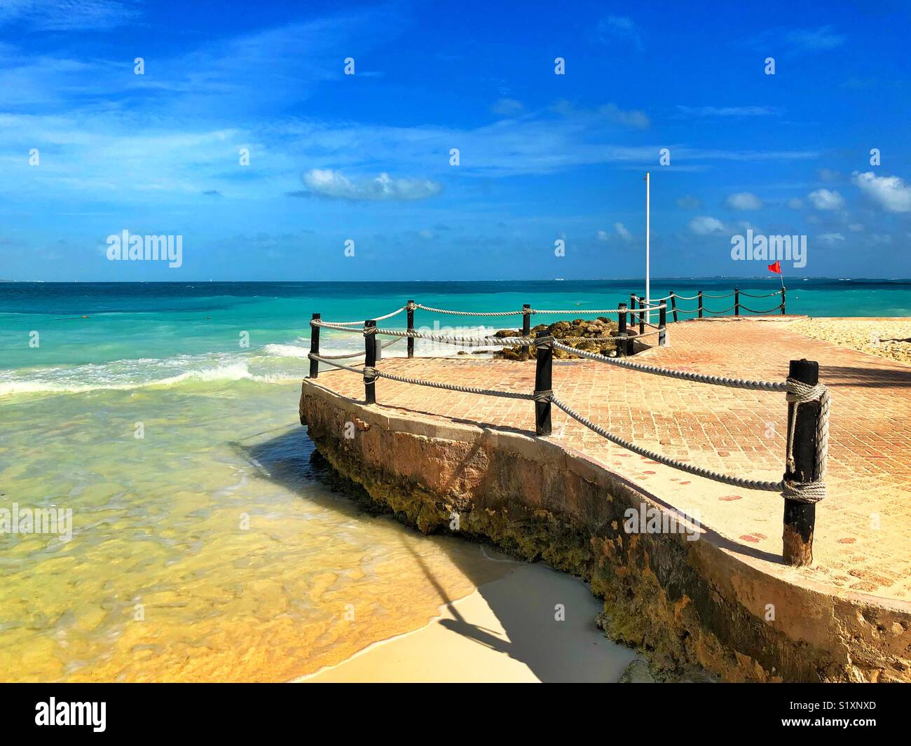 Old pier in Cancun, Yucatan, Mexico - Smartphone Captured Stock Image