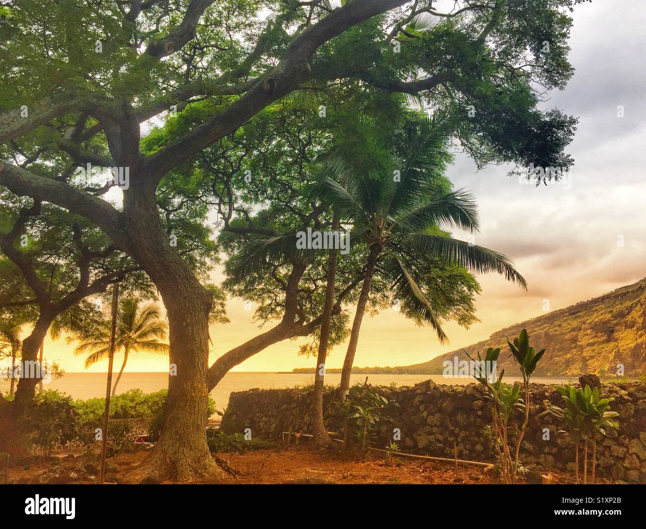 Tropical glow at captain cook bay on the big island hawaii - Smartphone Captured Stock Image