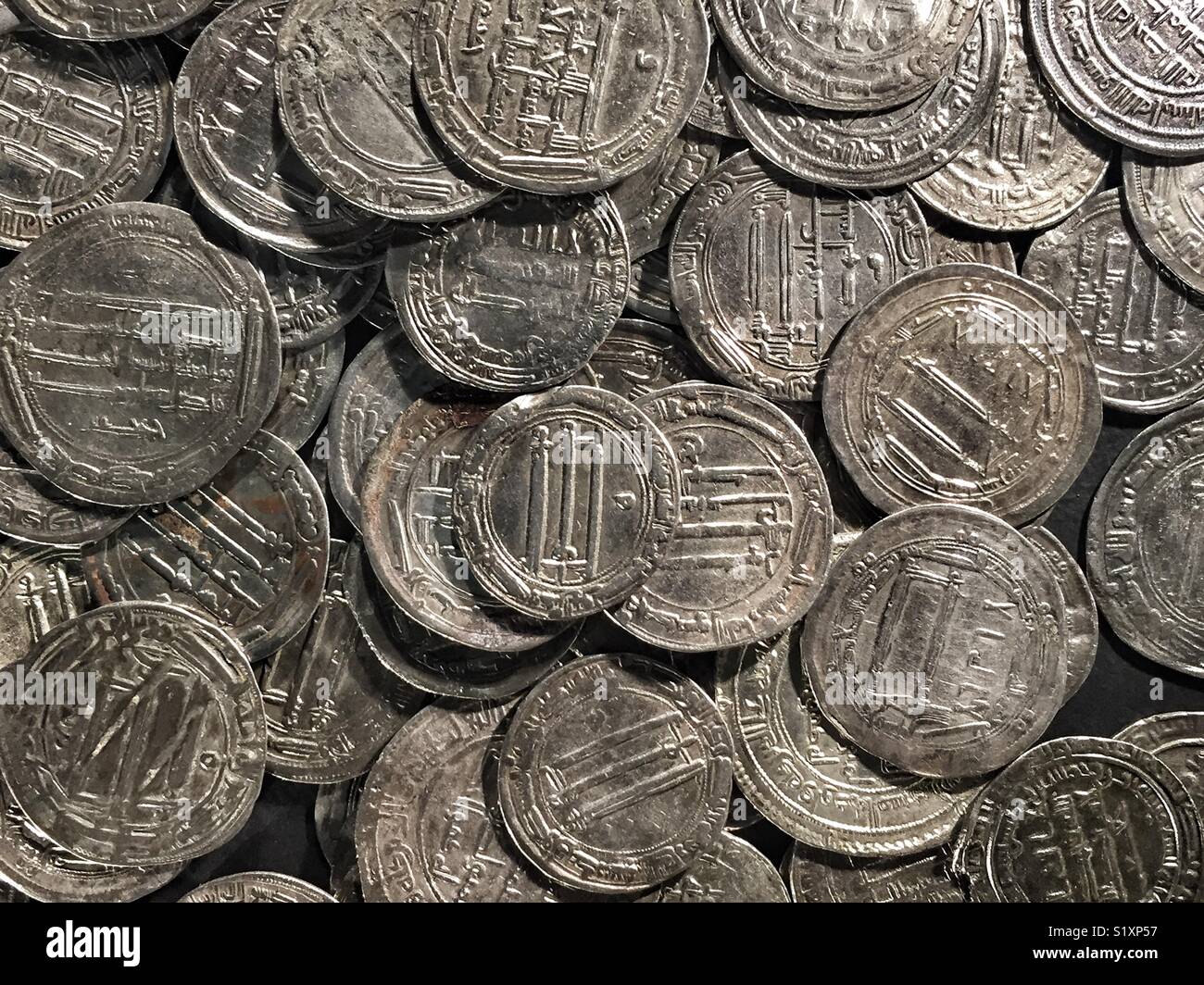 Pile of ancient coins - Smartphone Captured Stock Image