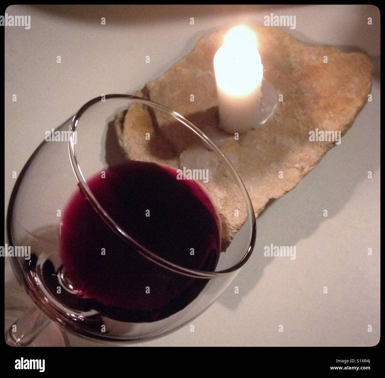 Sampling "Garagista" Syrah red wine, Catalonia, Spain. - Smartphone Captured Stock Image