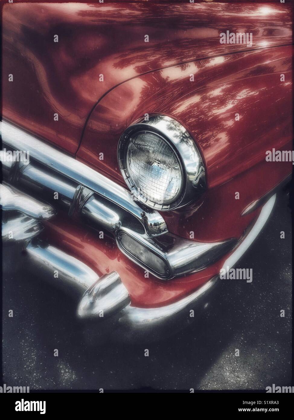 Red classic car - Smartphone Captured Stock Image