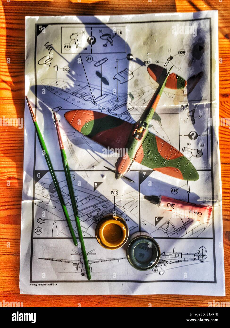 Airfix model Spitfire - Smartphone Captured Stock Image