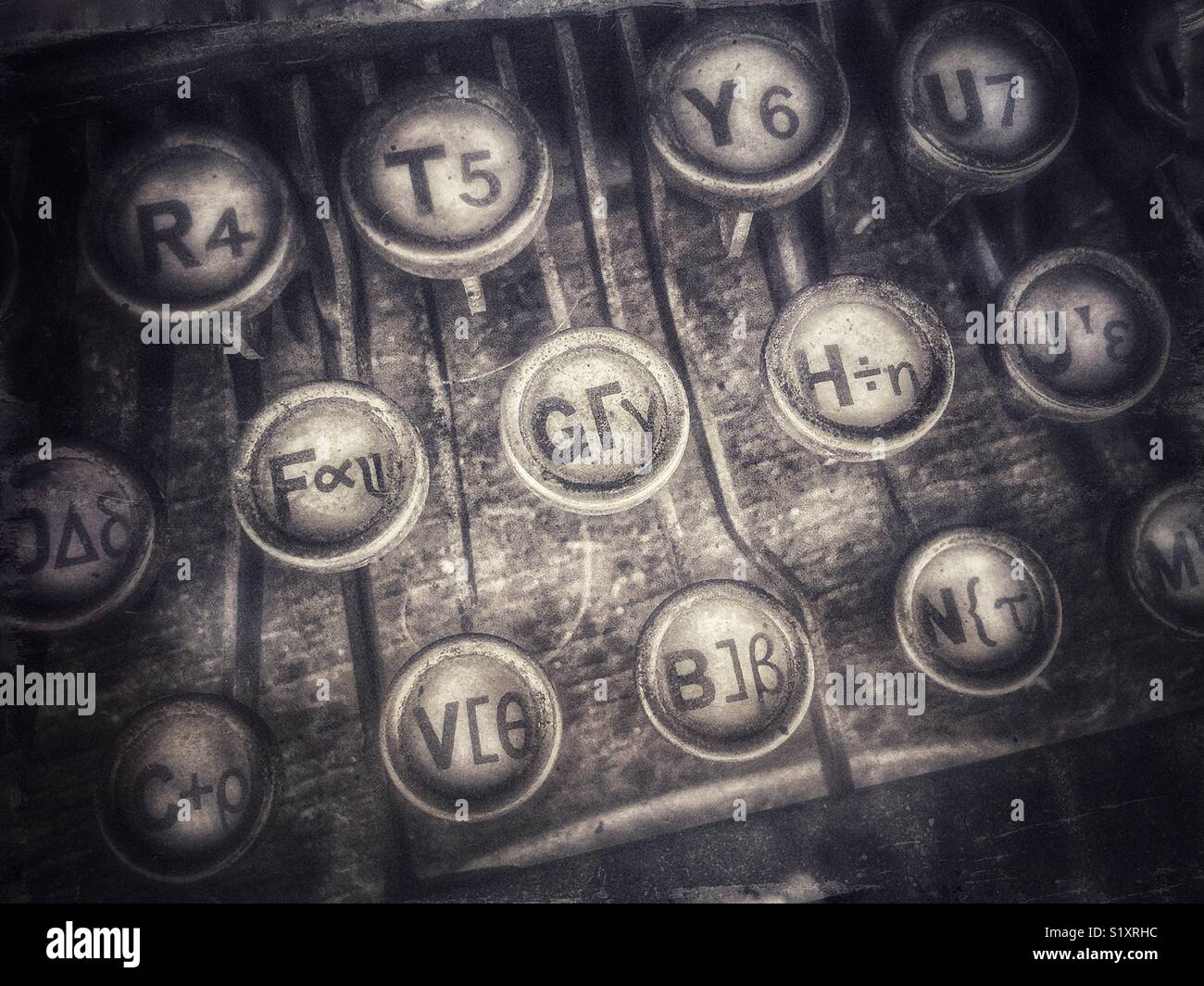 Closeup of vintage folding typewriter keys - Smartphone Captured Stock Image