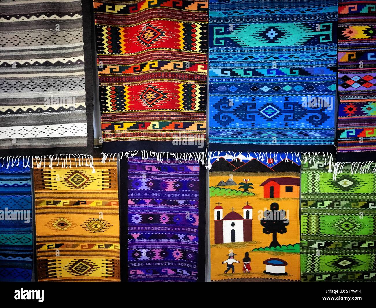 Colored rugs in Teotitlan del Valle, Oaxaca, Mexico Stock Photo Alamy