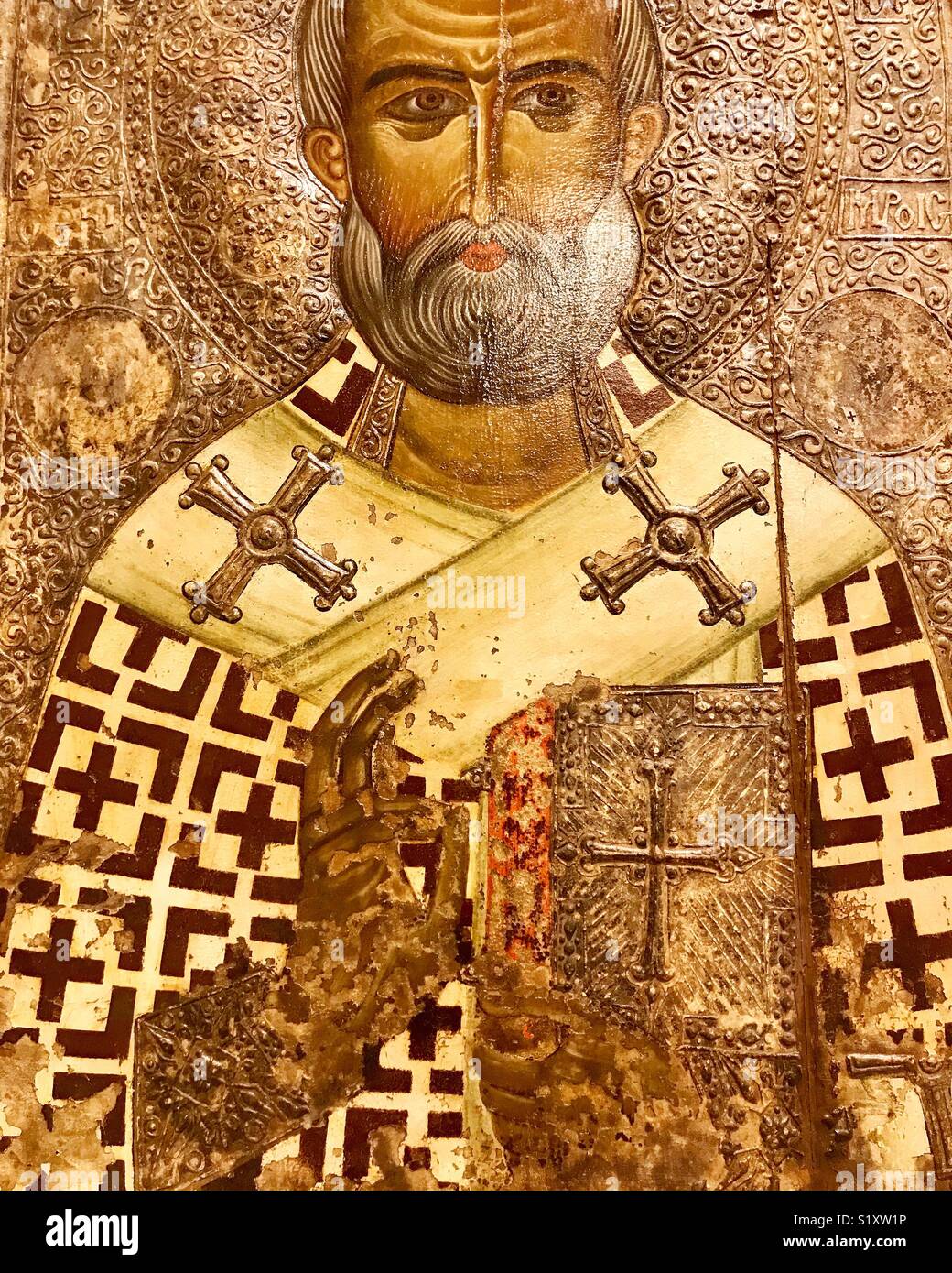 Icon on display at the Byzantine Museum, Nicosia, Cyprus Stock Photo