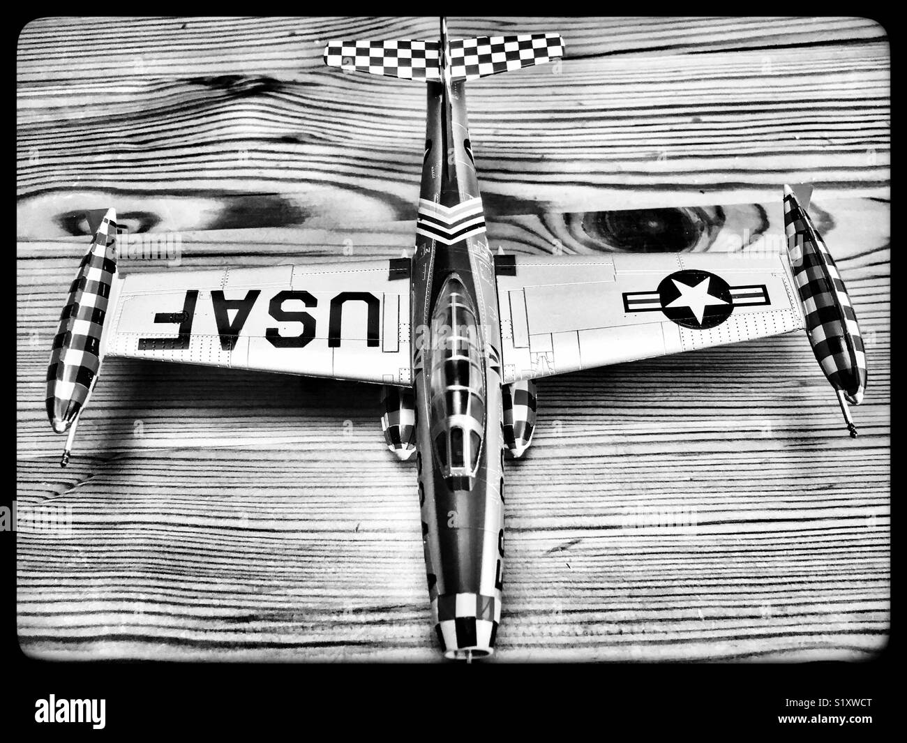 1:72 scale Thunderjet model aircraft - Smartphone Captured Stock Image