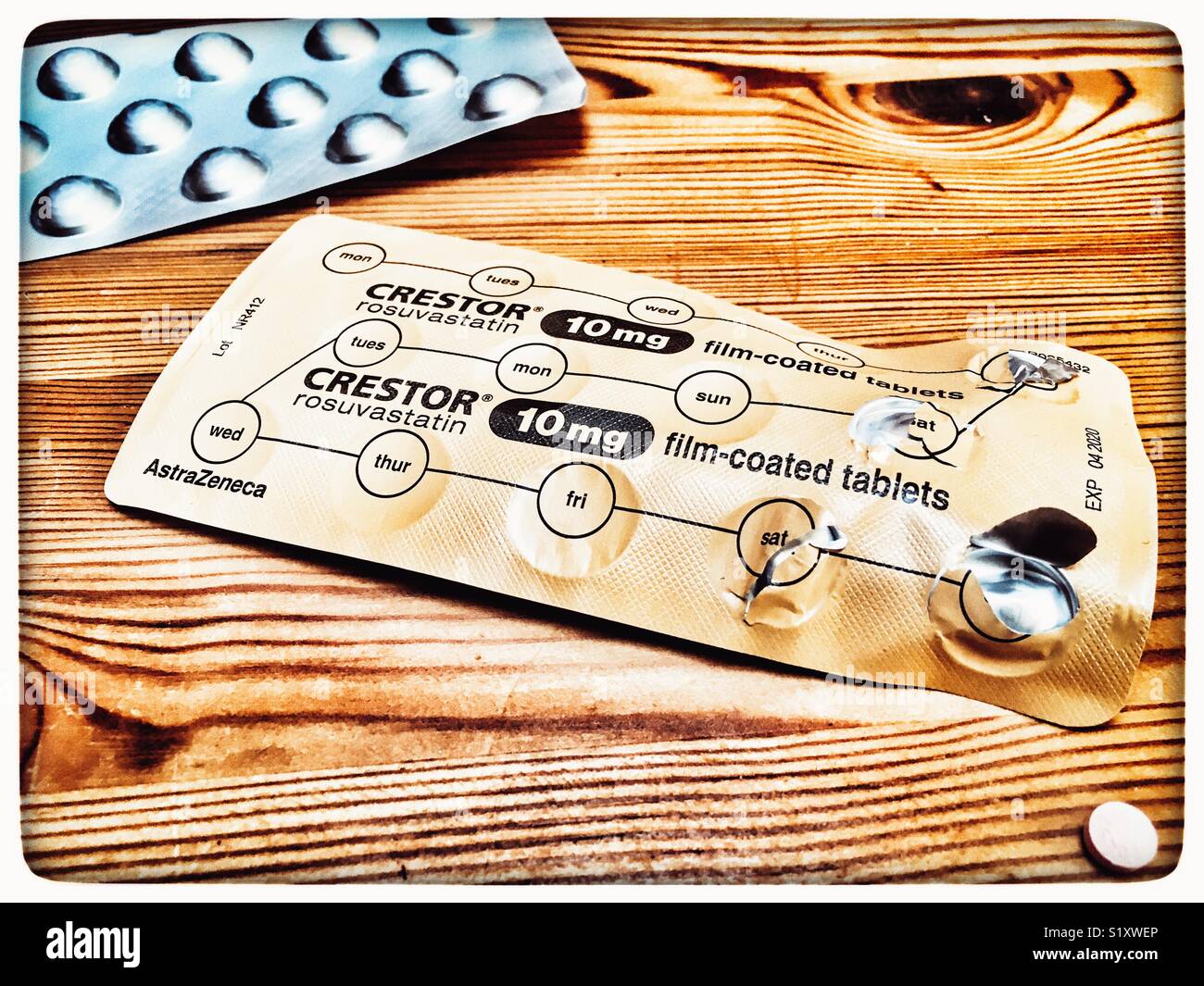 Crestor rosuvastatin 10mg film-coated tablets - Smartphone Captured Stock Image