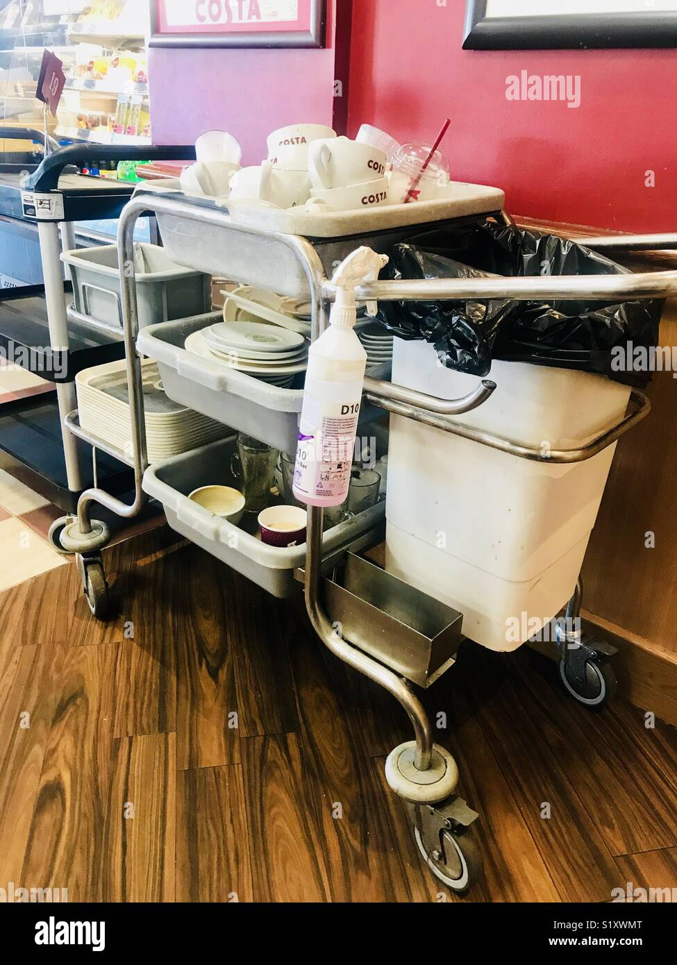Costa coffee cleaning trolley Stock Photo Alamy
