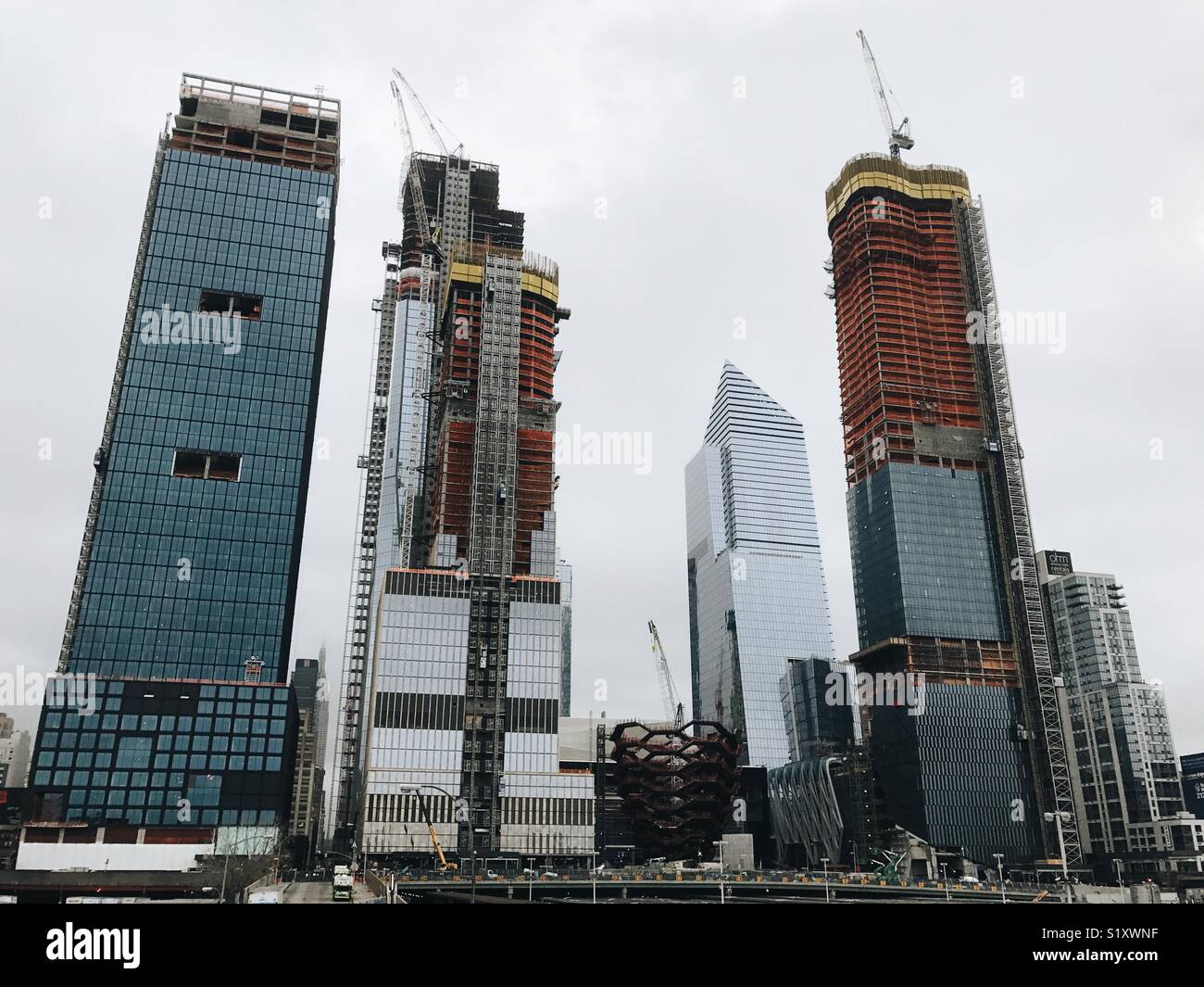 New construction going up at Hudson Yards in Manhattan, New York City, USA. - Smartphone Captured Stock Image