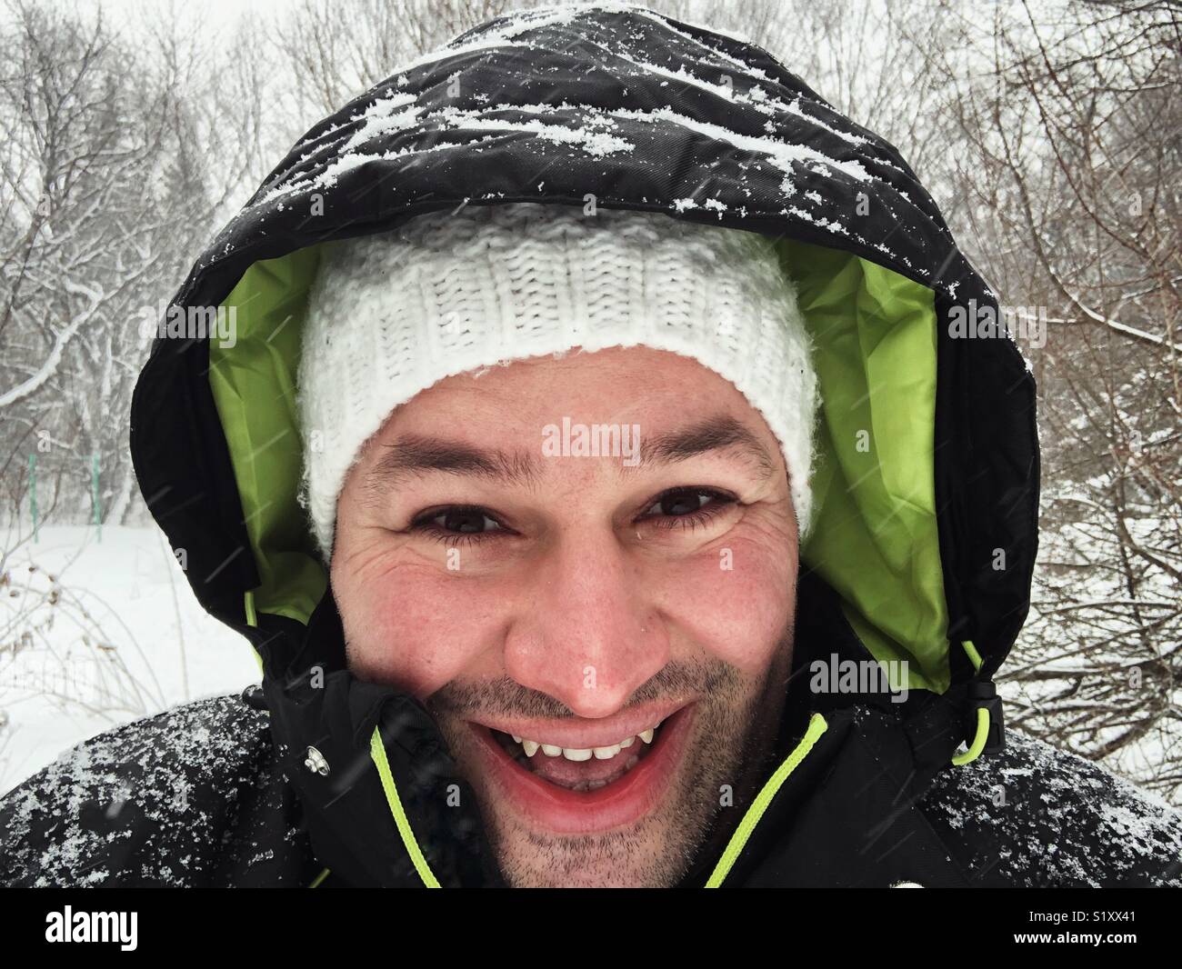 Portrait of man in forest - Smartphone Captured Stock Image