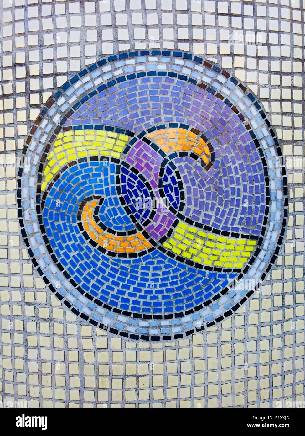 Mosaic on wall - Smartphone Captured Stock Image