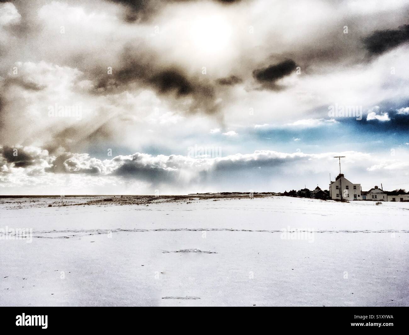 Shingle Street Suffolk Winter 2018 - Smartphone Captured Stock Image